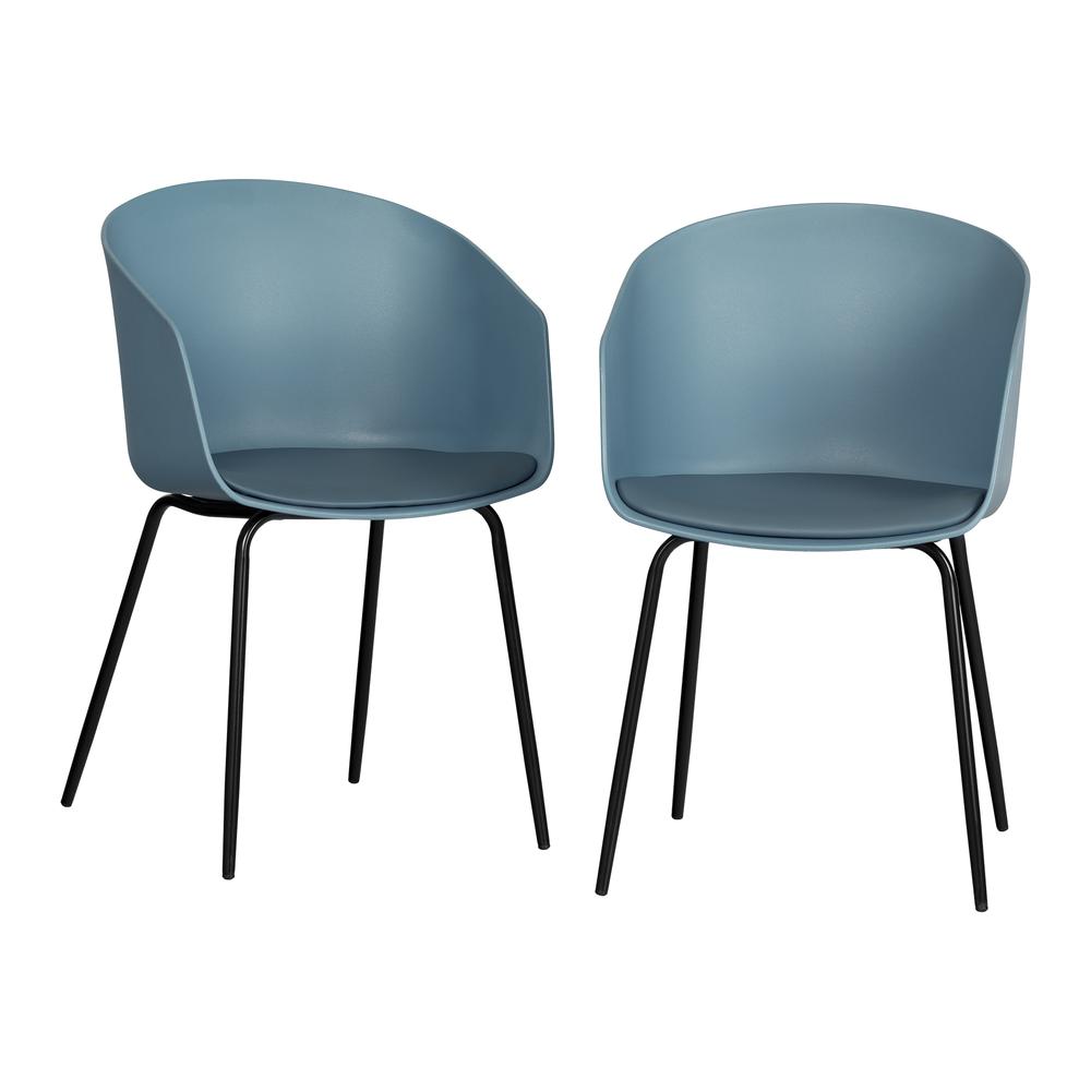 Flam Dining Chairs - Set of 2, Steel Blue and Black. Picture 1