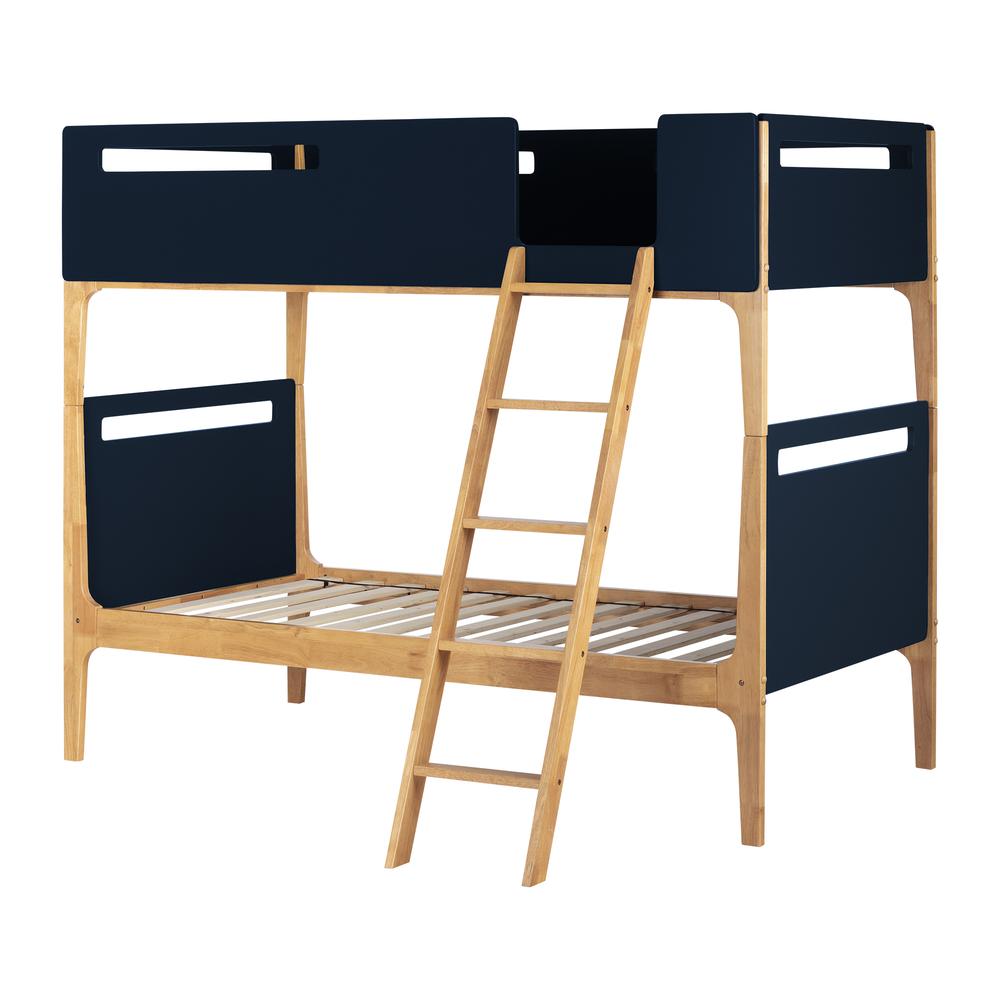 Bebble Modern Bunk Bed, Natural and Navy Blue. Picture 1