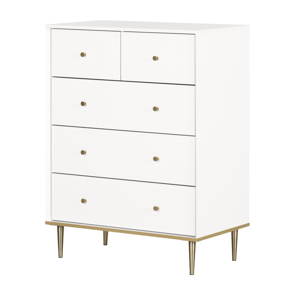 Dylane 5-Drawer Chest, Pure White. Picture 1