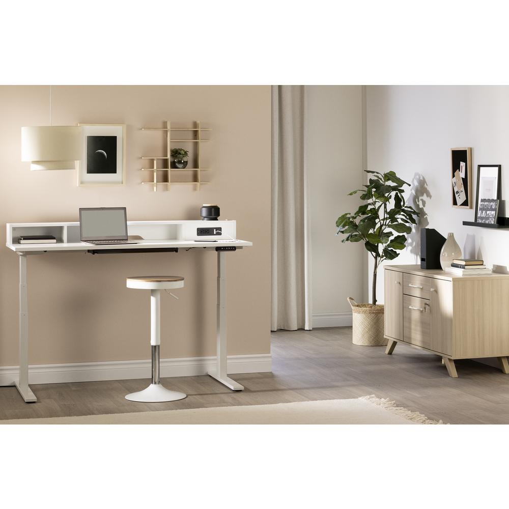 Helsy Adjustable Height Standing Desk with Built In Power Bar, Pure White. Picture 2
