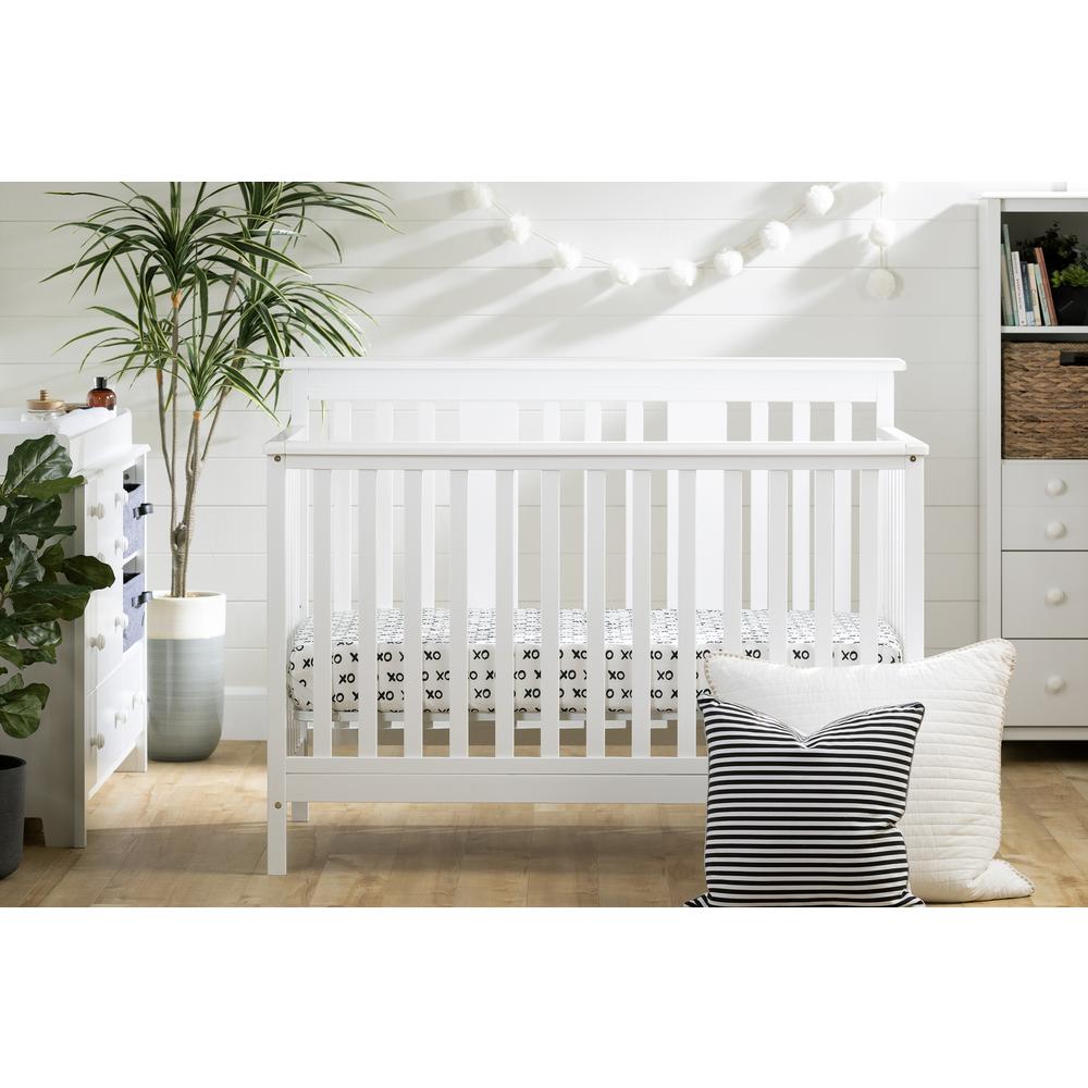 Little Smileys Modern Baby Crib - Adjustable Height Mattress with Toddler Rail, Pure White. Picture 3