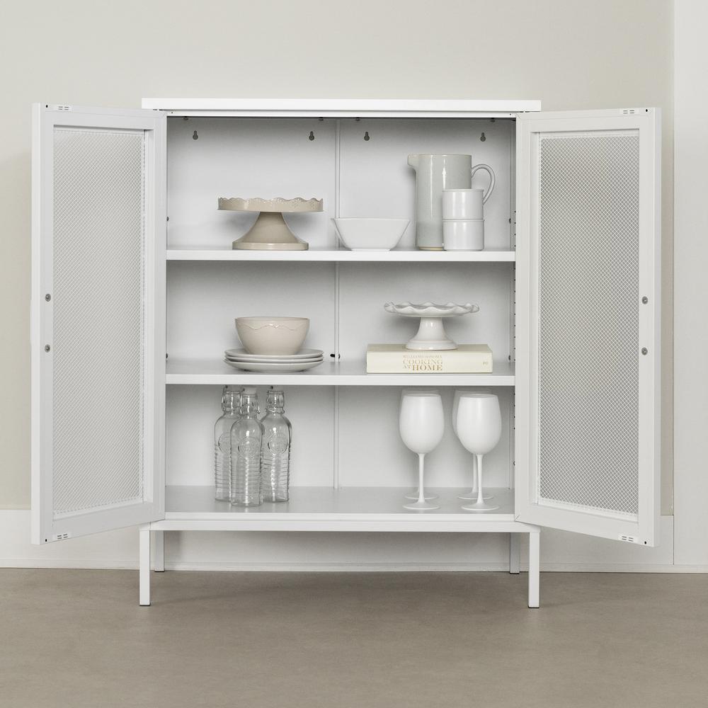 Eddison Mesh 2-Door Storage Cabinet, Pure White. Picture 4