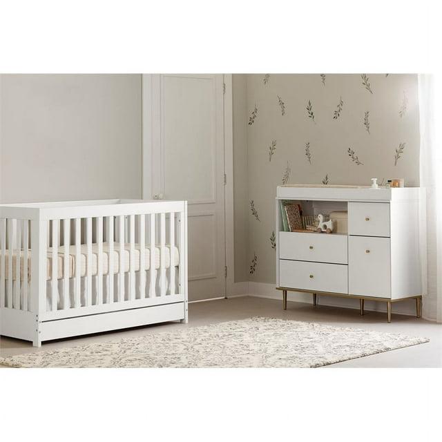 Dylane Changing Table with Drawers and Open Storage, Pure White. Picture 3