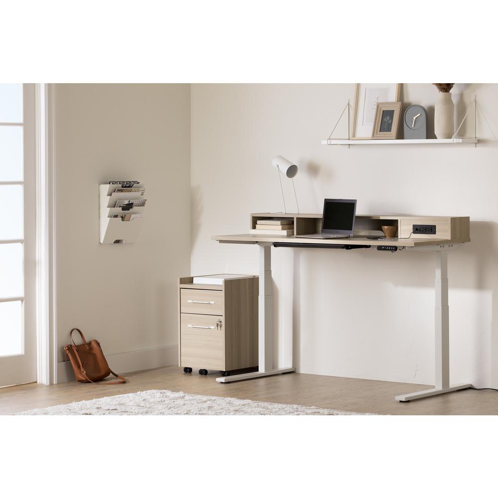 Helsy Adjustable Height Standing Desk with Built In Power Bar, Soft Elm. Picture 2