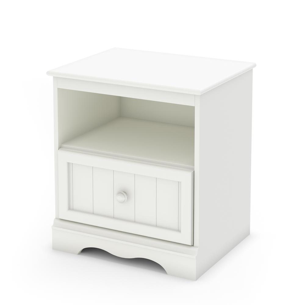 South Shore Savannah 1-Drawer Nightstand, Pure White. Picture 1