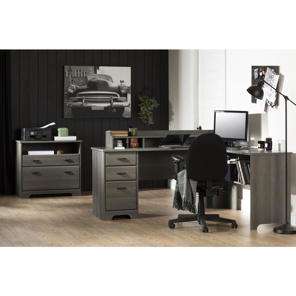 Versa L-Shaped Desk, Gray Maple. Picture 2