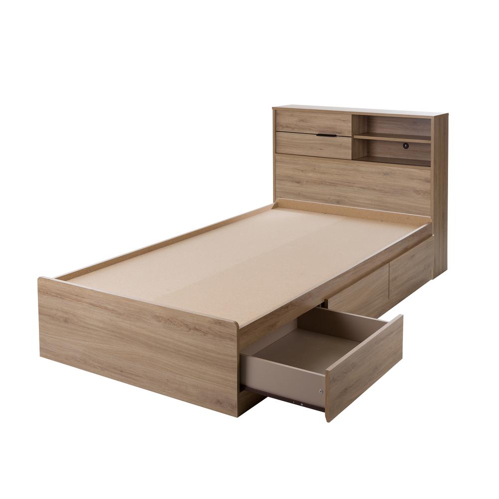 Fynn Bed Set - Bed and Headboard kit, Rustic Oak. Picture 1