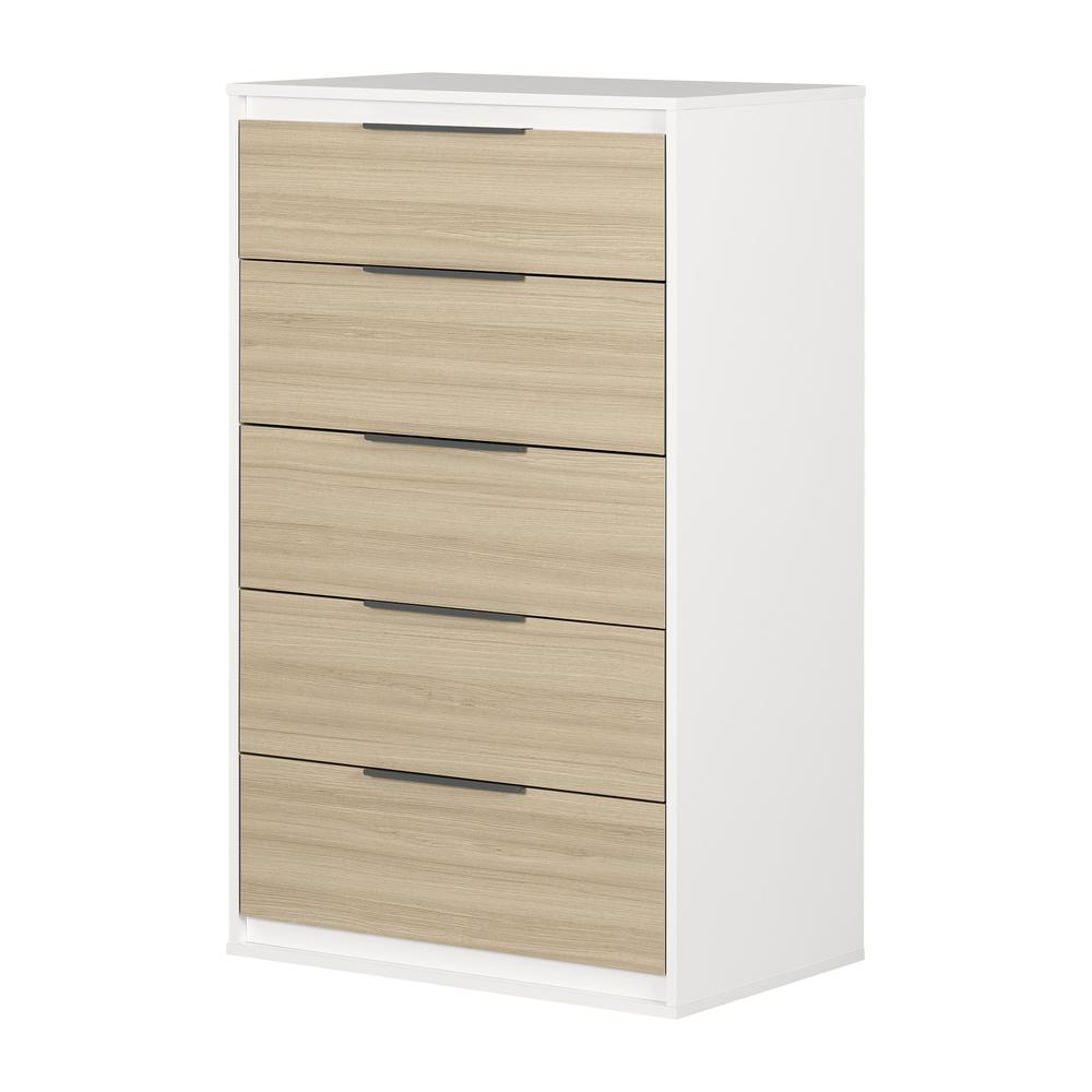 Hourra 5-Drawer Chest, Soft Elm and White. Picture 1