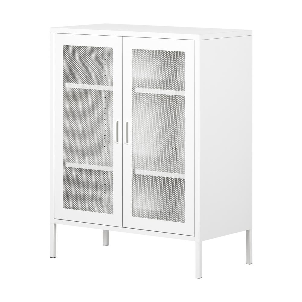 Eddison Mesh 2-Door Storage Cabinet, Pure White. Picture 1