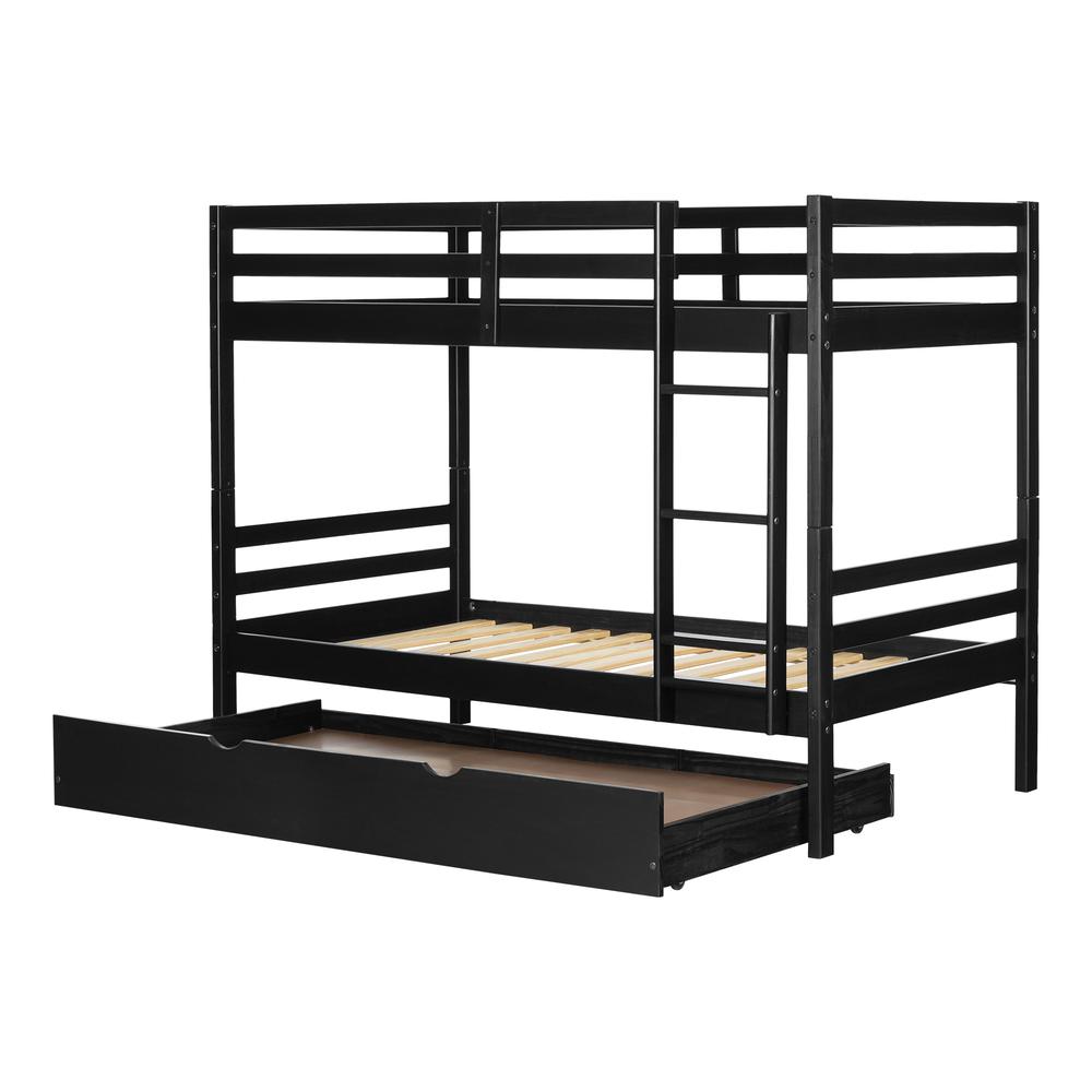 Fakto Bunk Beds with Trundle, Matte Black. Picture 1