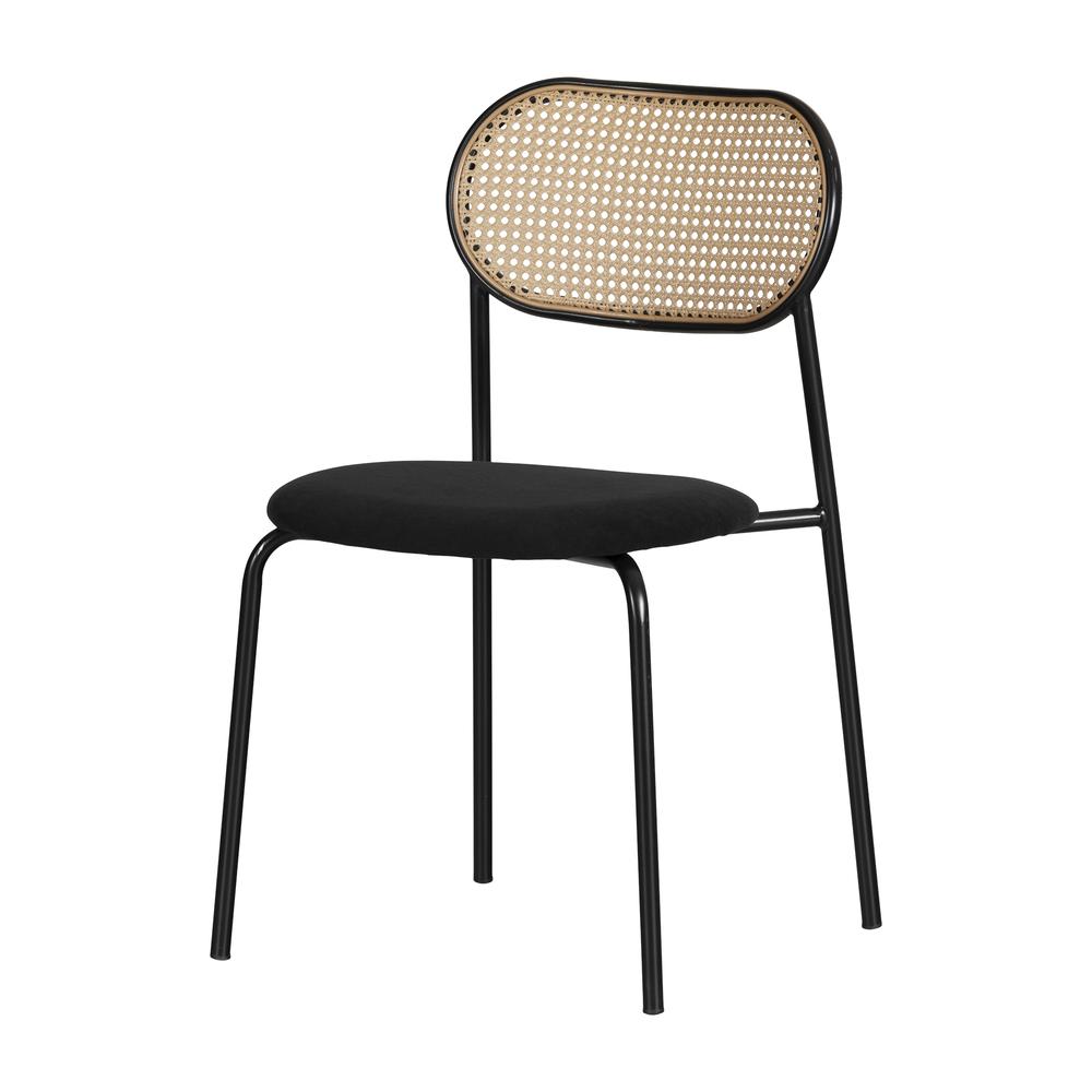Hype Rattan Dining Chair - Set of 2, Black and Natural. Picture 1