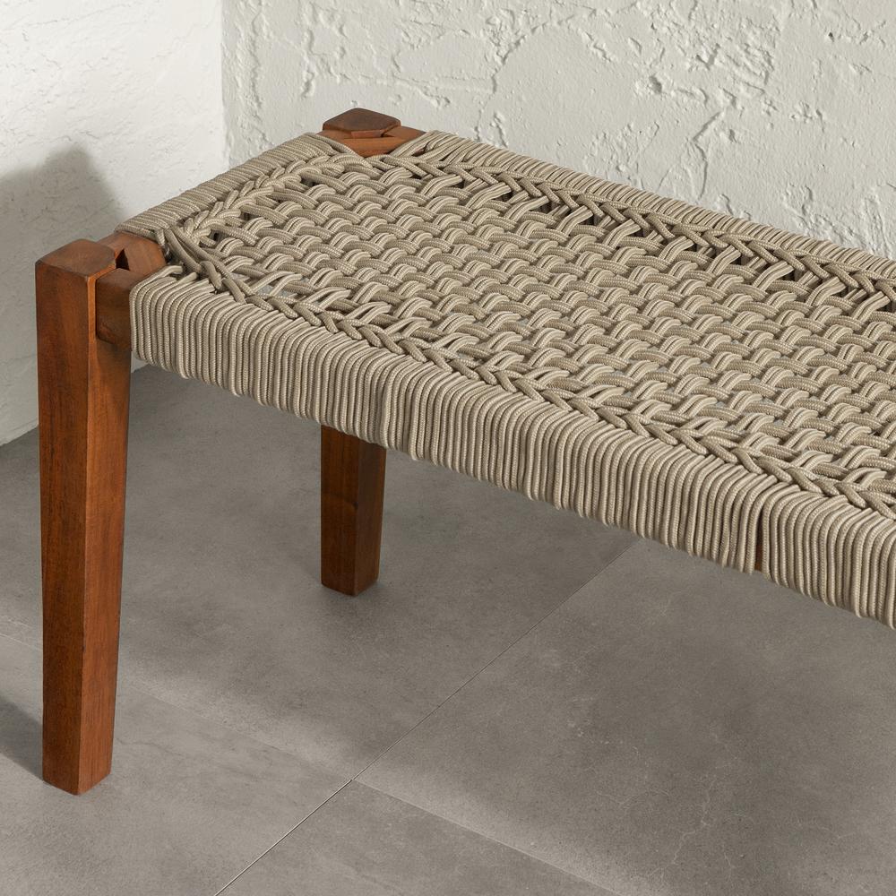 Agave Wood Bench, Beige and Natural. Picture 4