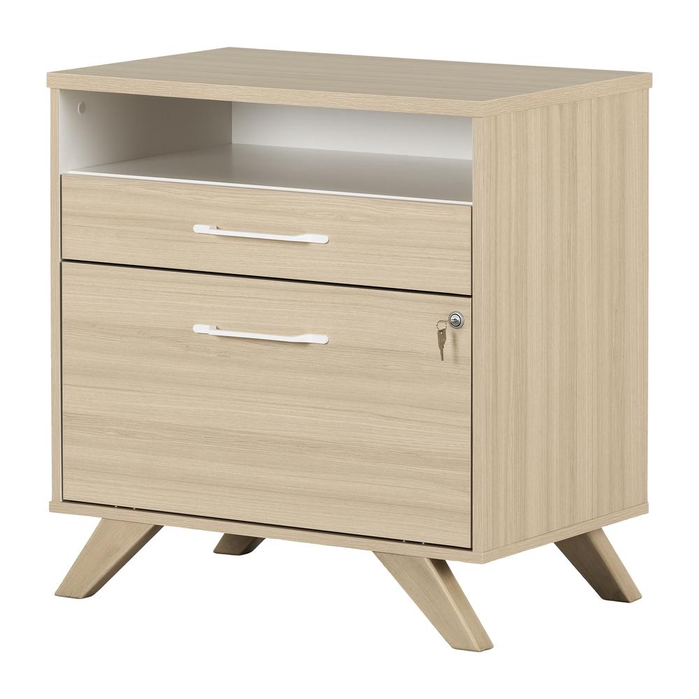 Helsy 2-Drawer File Cabinet, Soft Elm and White. Picture 1