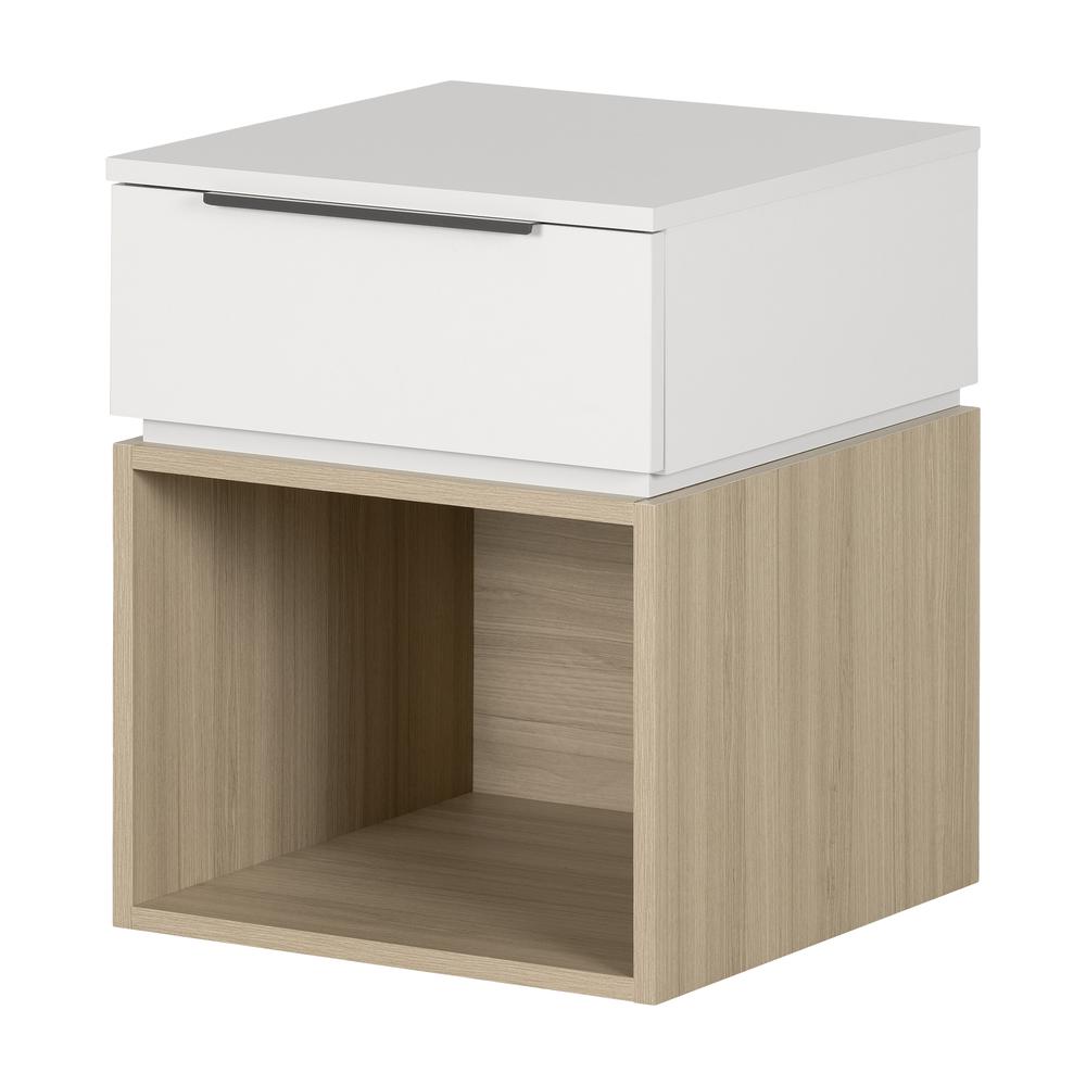 Hourra Nightstand, Soft Elm and White. Picture 1