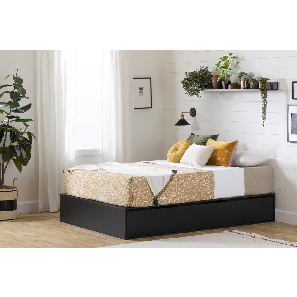 Fusion 6-Drawer Platform bed, Pure Black. Picture 2