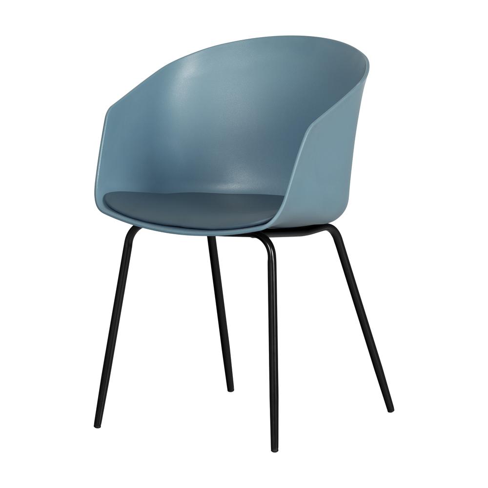 Flam Chair with Metal Legs, Steel Blue and Black. Picture 1