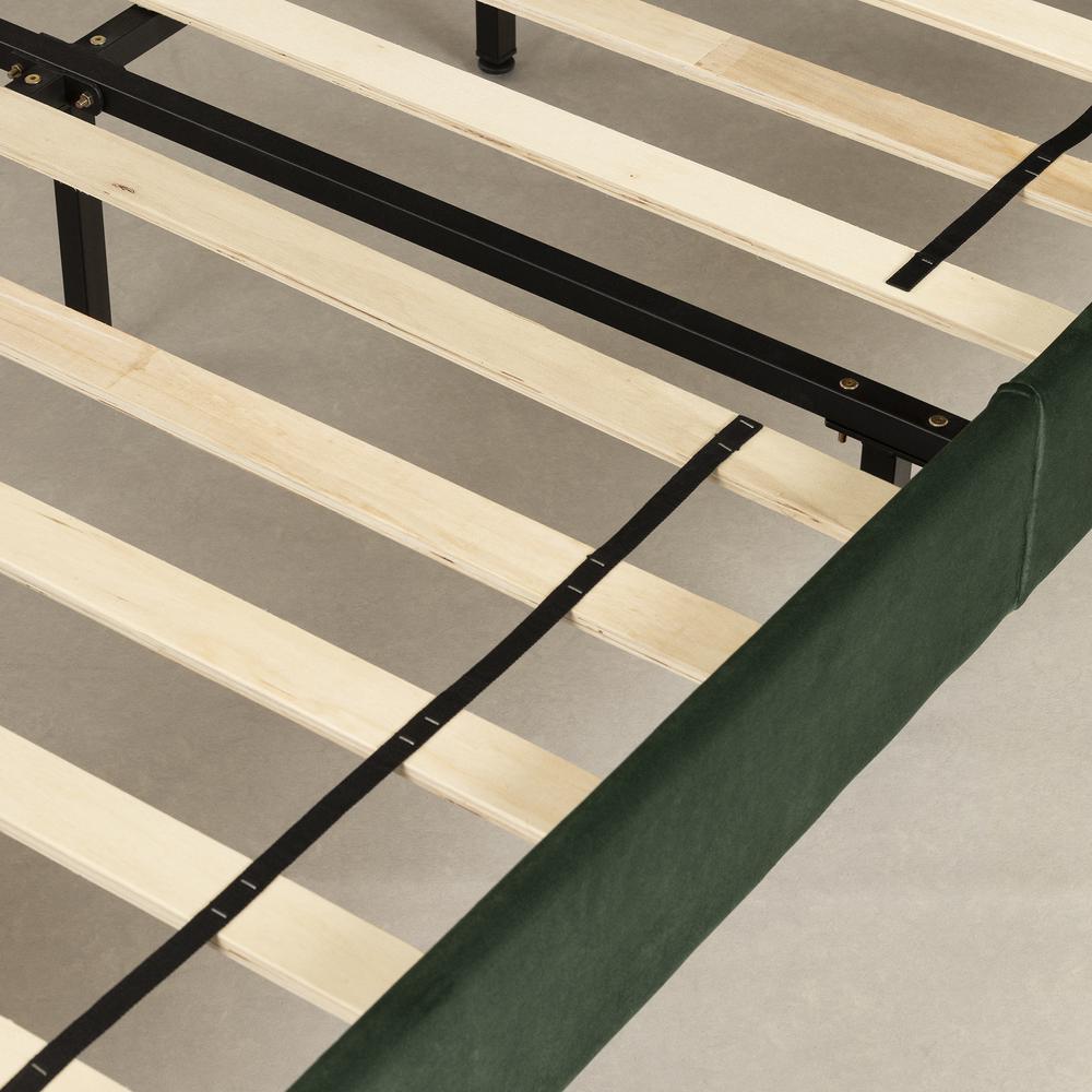 Flam Upholstered Complete Platform Bed, Dark Green. Picture 3