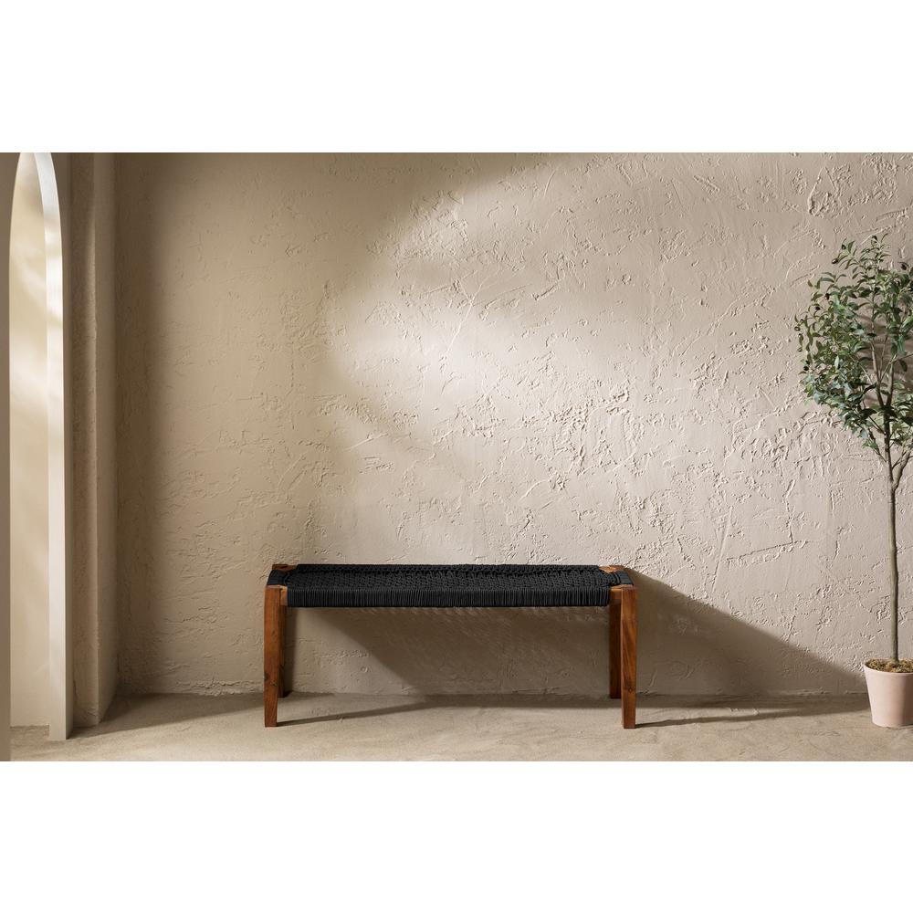 Agave Wood Bench, Black and Natural. Picture 2