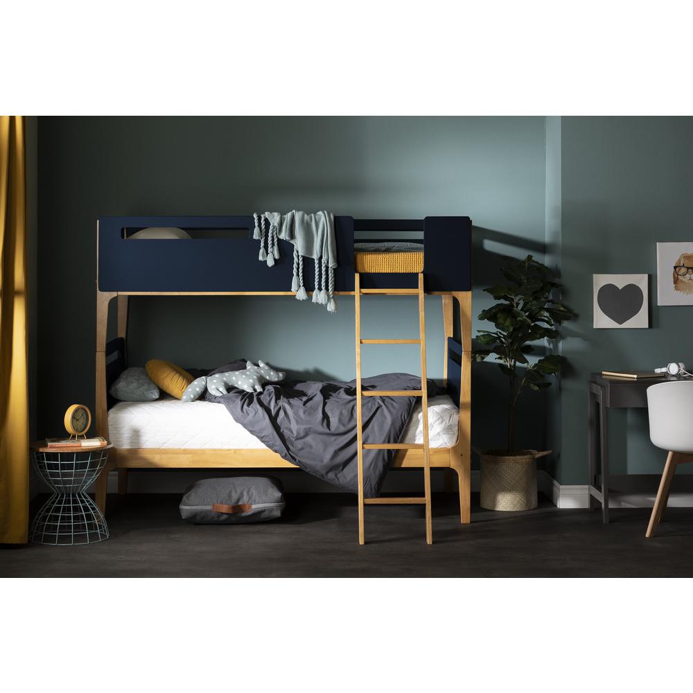 Bebble Modern Bunk Bed, Natural and Navy Blue. Picture 2