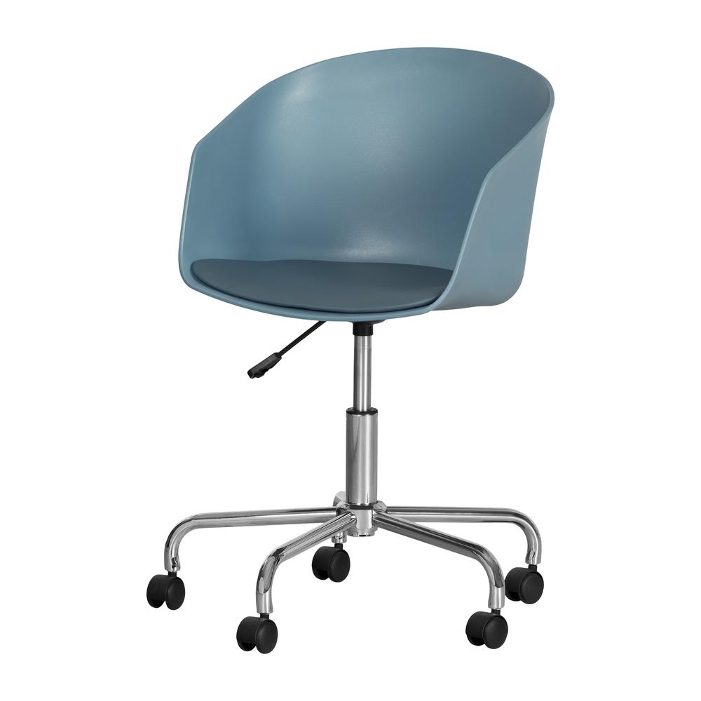 Flam Swivel Chair, Blue and Chrome. Picture 1
