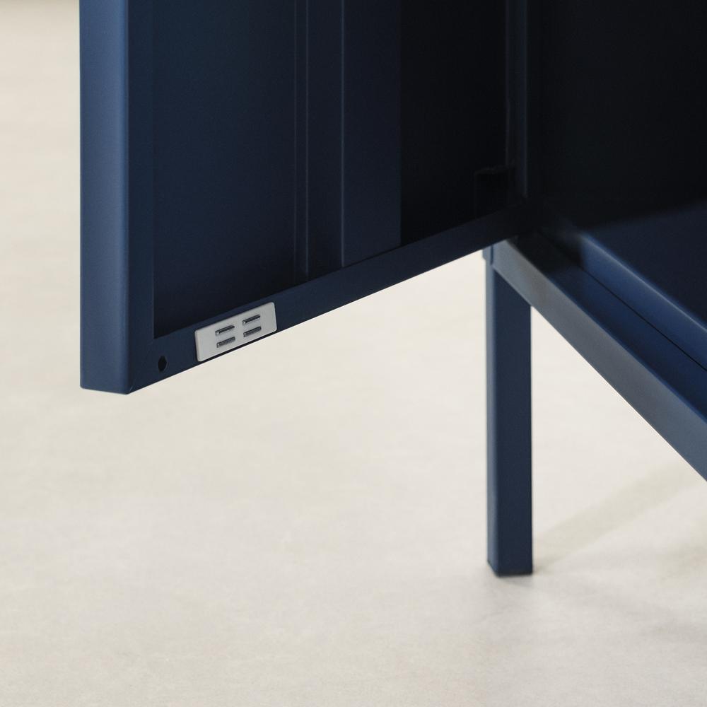 Crea Metal 1-Door End Table, Dark Blue. Picture 5