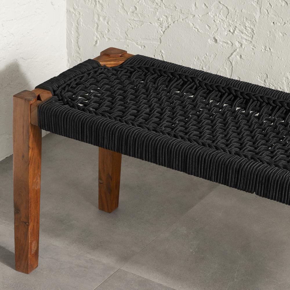 Agave Wood Bench, Black and Natural. Picture 4