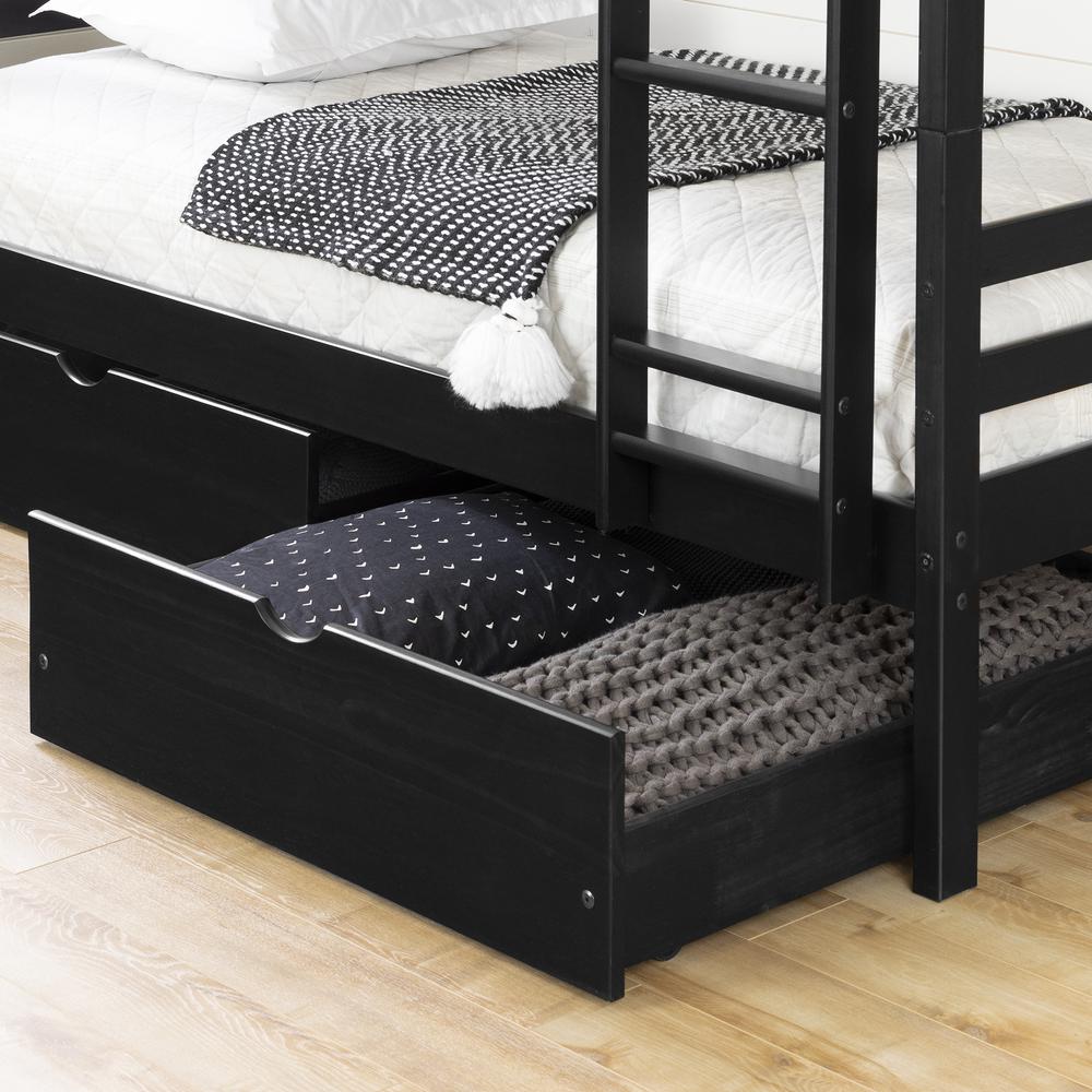 Fakto Bunk Beds and Rolling Drawers Set, Matte Black. Picture 3