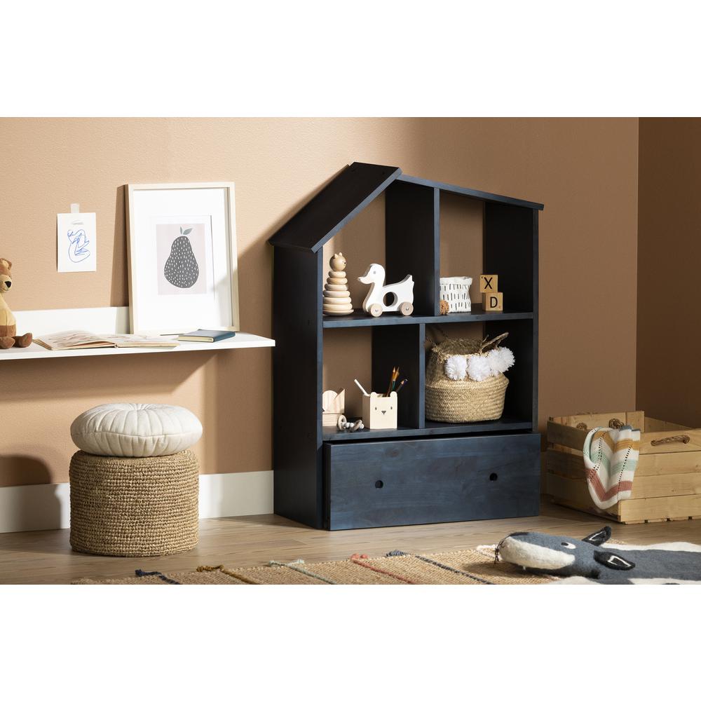 Sweedi Bookcase with Storage Bin, Dark Blue. Picture 2