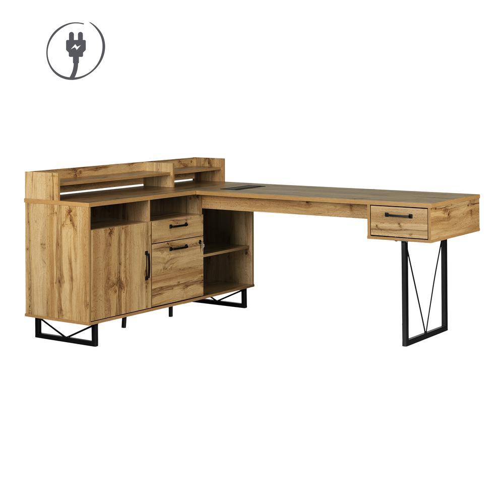 Finneas L-Shaped Desk, Nordik Oak. Picture 1