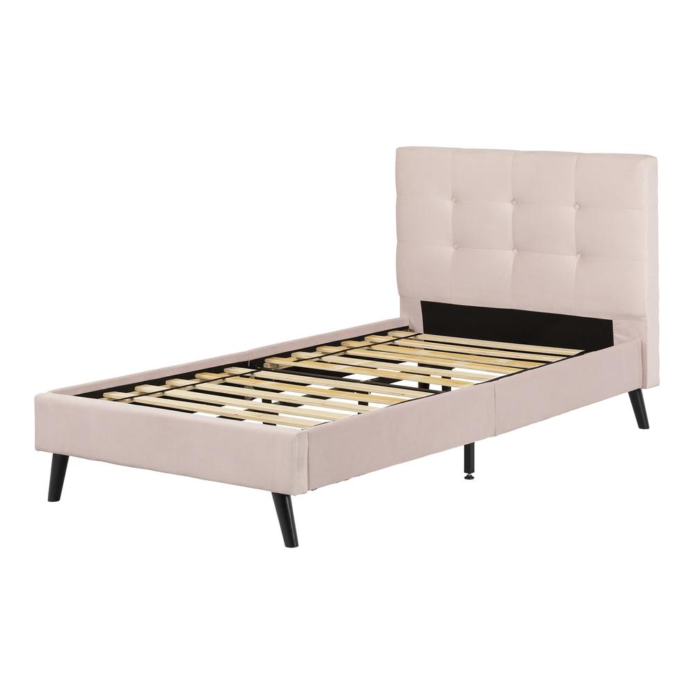 Maliza Upholstered Complete Platform Bed in Pale Pink. Picture 1