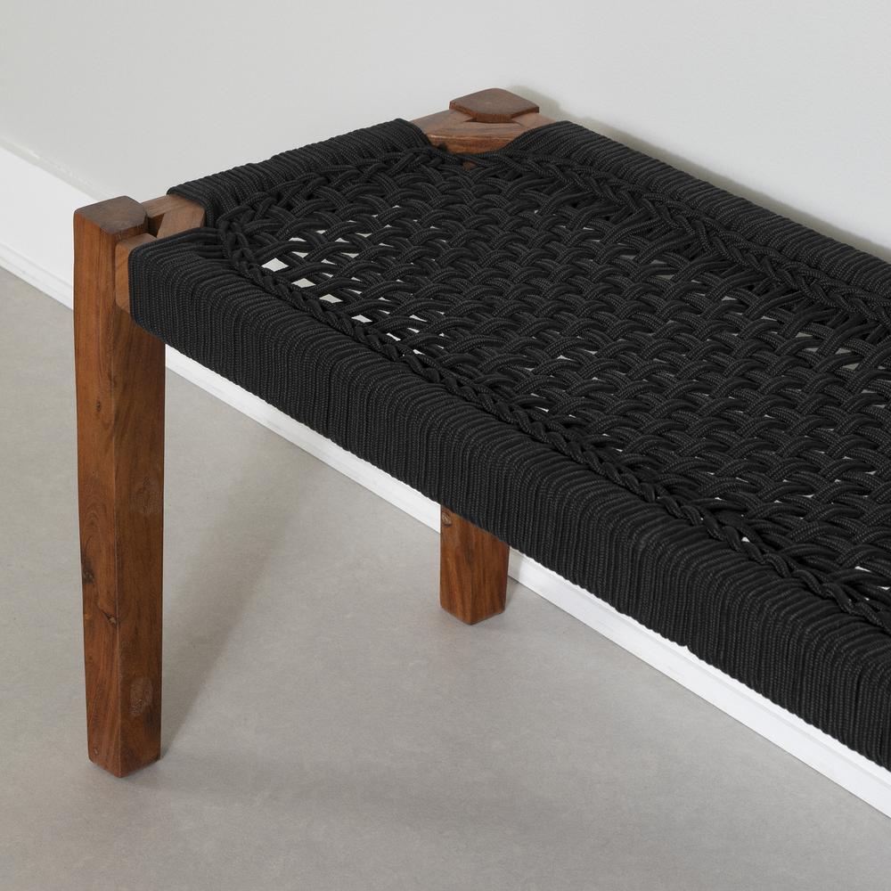 Balka Wood Bench, Black and Natural. Picture 4
