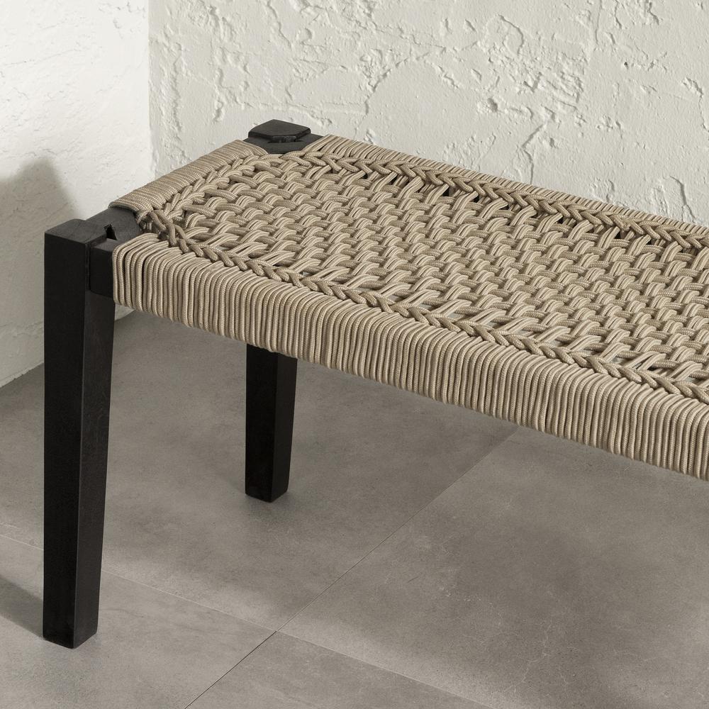 Agave Wood Bench, Beige and Black. Picture 4