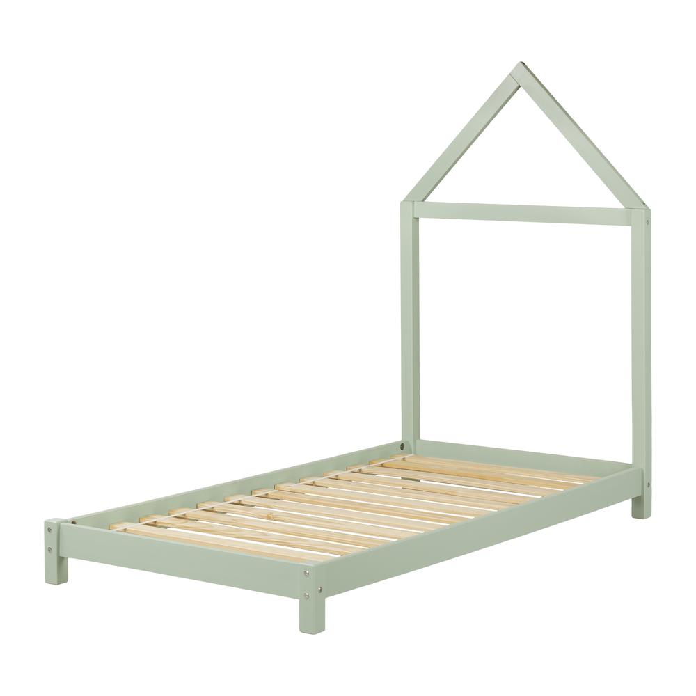 Sweedi Bed with House Frame Headboard, Sage Green. Picture 1