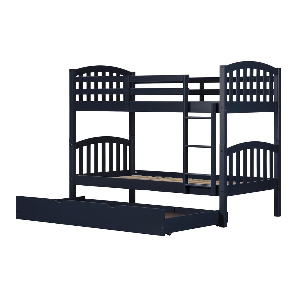 Ulysses Bunk Beds with Trundle, Blue. Picture 1