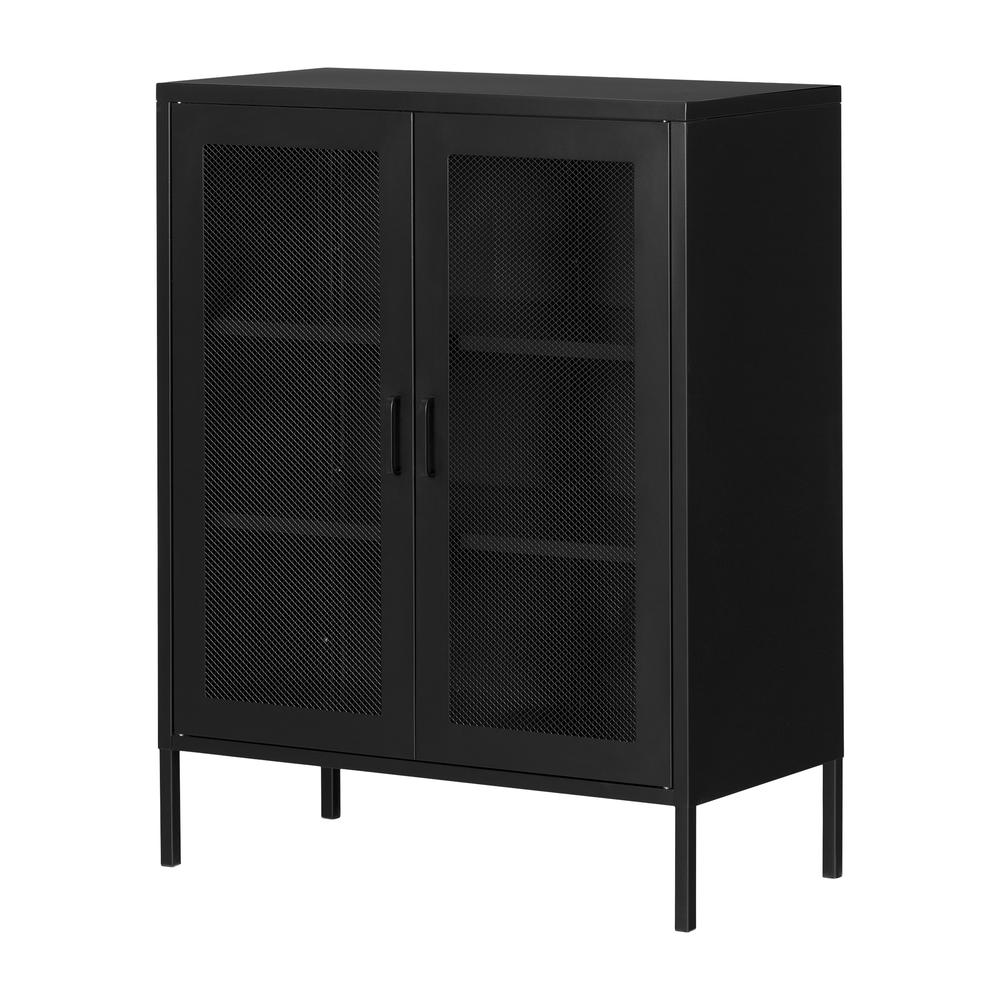 Eddison Mesh 2-Door Storage Cabinet, Black. Picture 1
