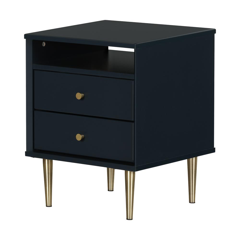Dylane 2-Drawer Nightstand, Navy Blue. Picture 1