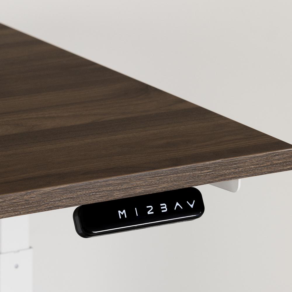 Ezra Adjustable Height Standing Desk, Natural Walnut and White. Picture 3