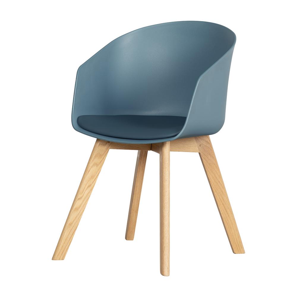 Flam Chair with Wooden Legs, Natural and Blue. The main picture.