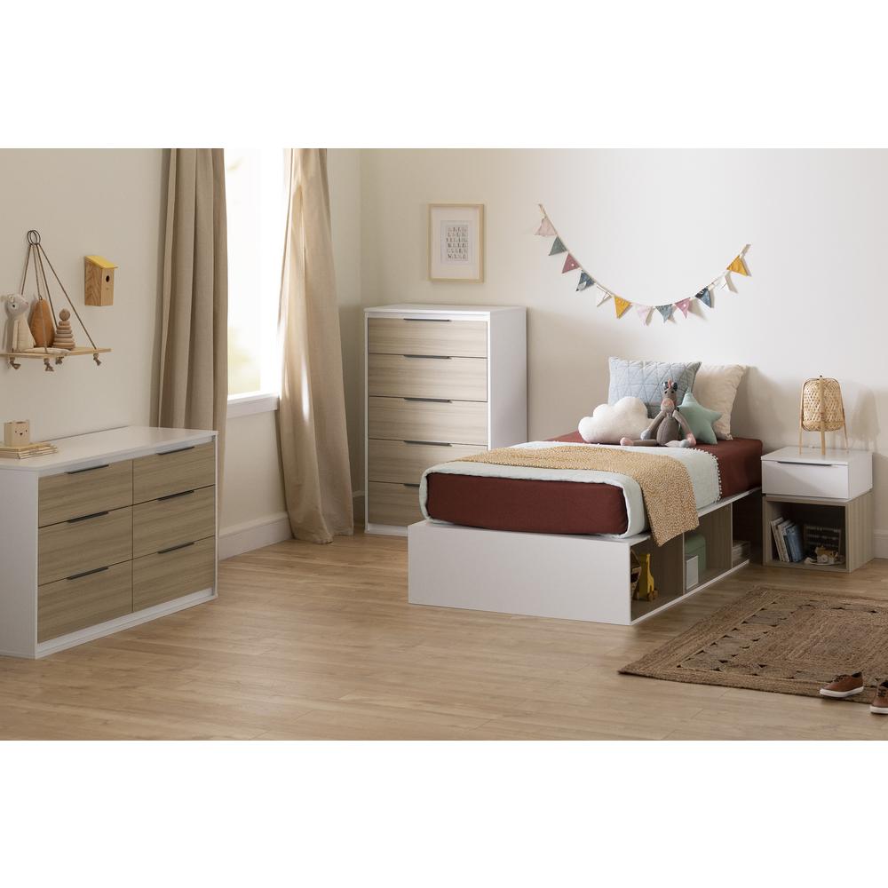 Hourra 6-Drawer Double Dresser, Soft Elm and White. Picture 2