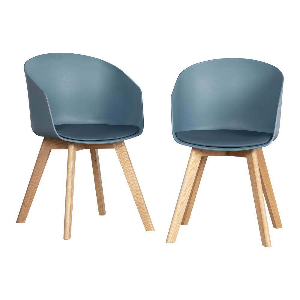 Flam Dining Chairs - Set of 2, Natural and Blue. Picture 1