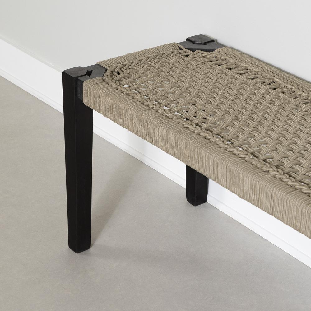Balka Wood Bench, Beige and Black. Picture 4