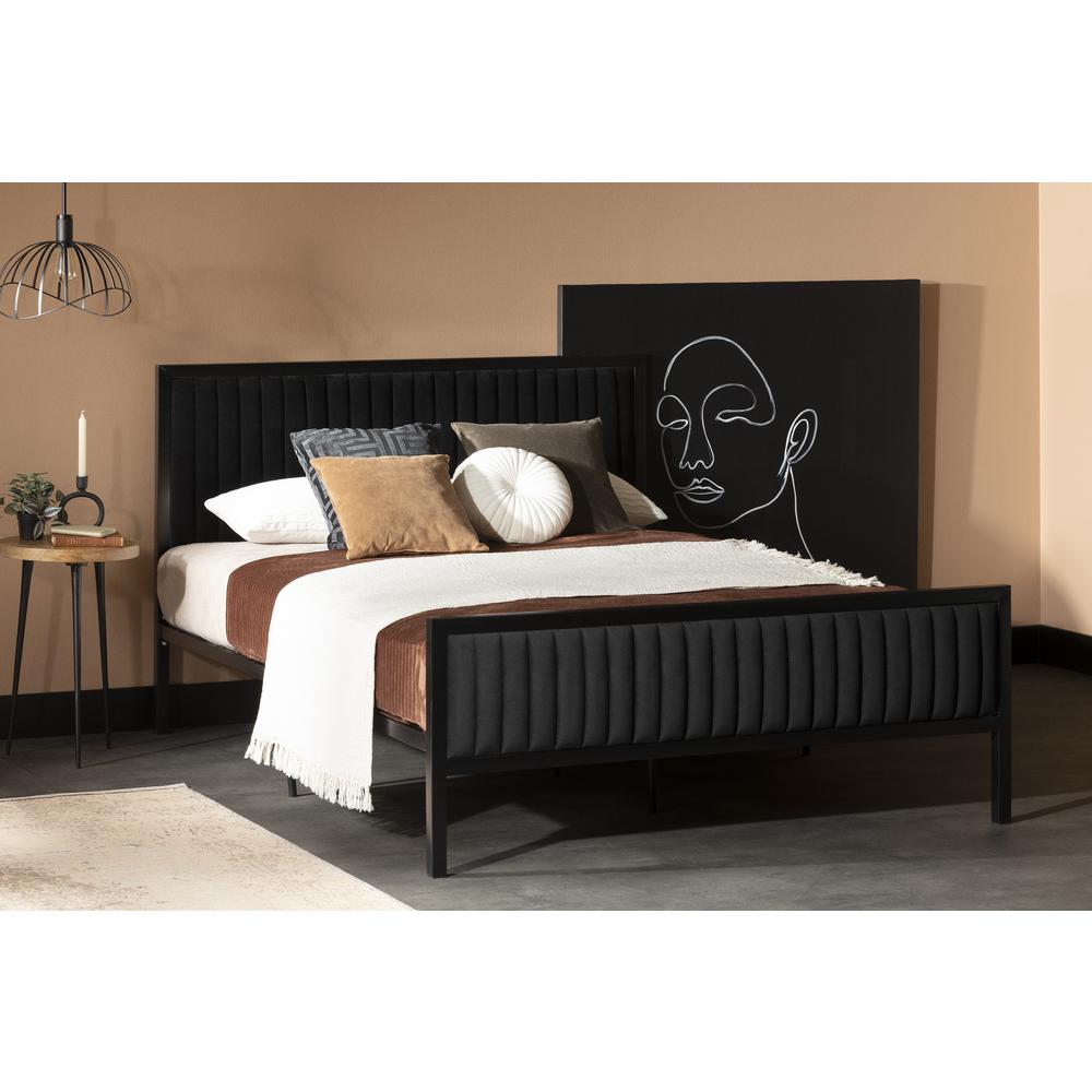 Maliza Upholstered Metal Bed, Pure Black. Picture 2