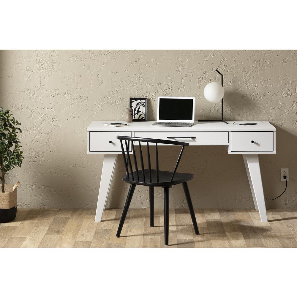 Helsy Computer Desk with Power Bar, Pure White. Picture 2