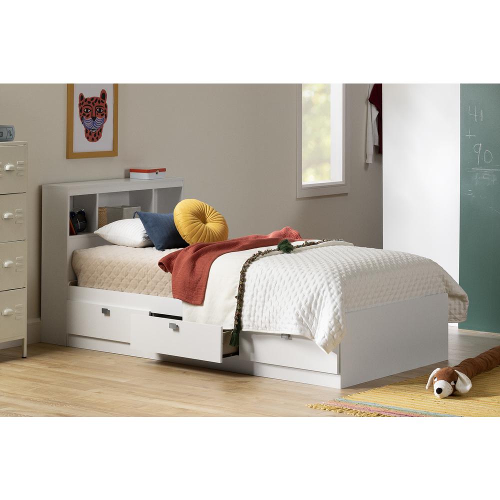 South Shore Spark Twin Mates Bed (39'') with 3 Drawers, Pure White. Picture 5