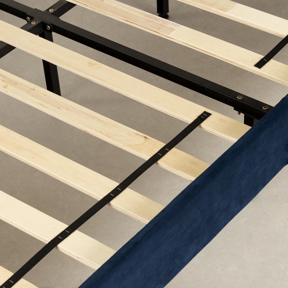 Maliza Upholstered Complete Platform Bed, Navy Blue. Picture 3