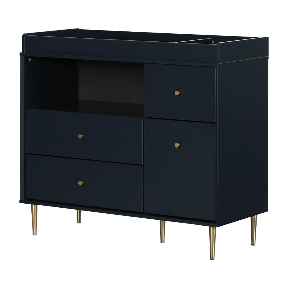 Dylane Changing Table with Drawers and Open Storage, Navy Blue. Picture 1