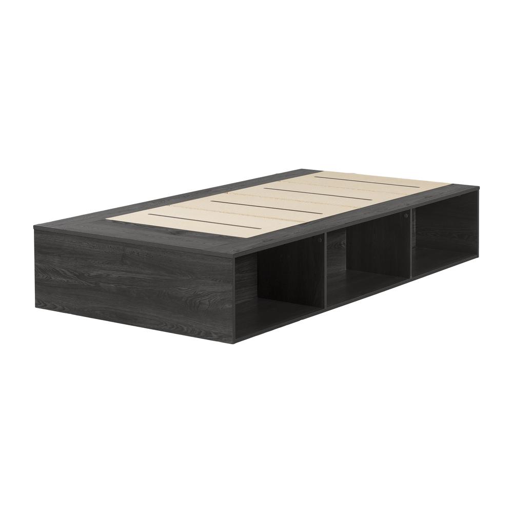 Hourra Platform Bed with Open Storage, Gray Oak. Picture 1