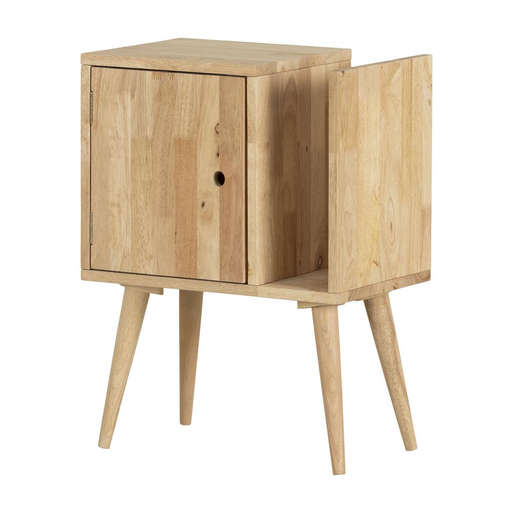 Kodali Solid Wood End Table with Storage, Natural Wood. Picture 1