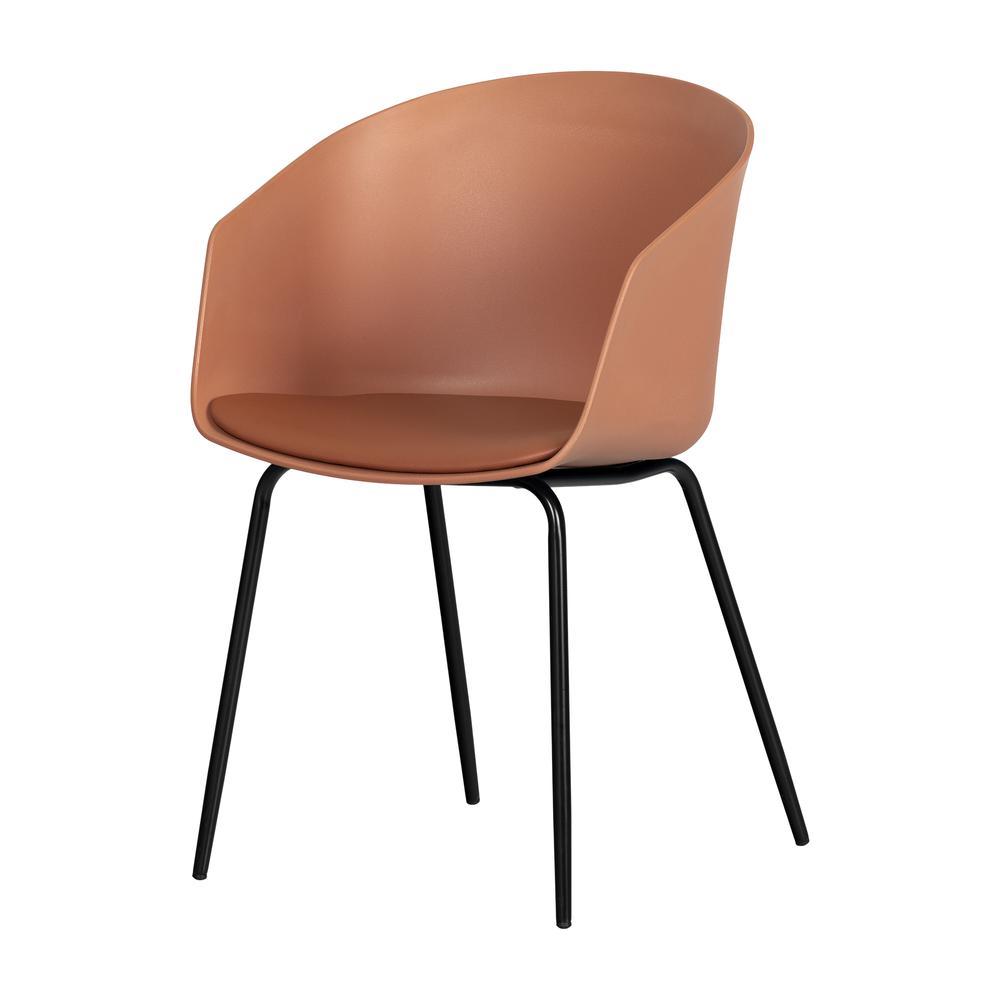 Flam Chair with Metal Legs, Burnt Orange and Black. Picture 1