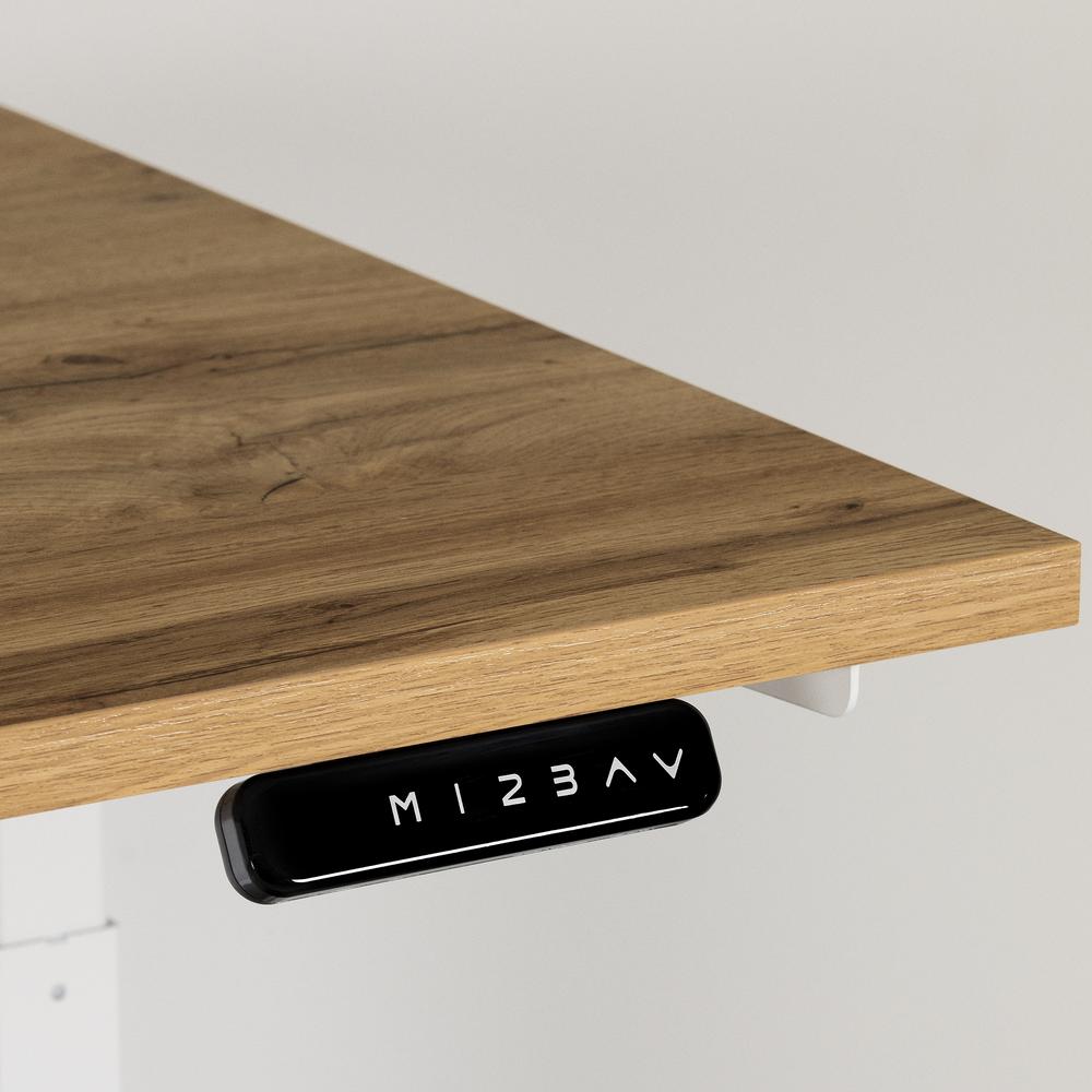Ezra Adjustable Height Standing Desk, Nordik Oak and White. Picture 3
